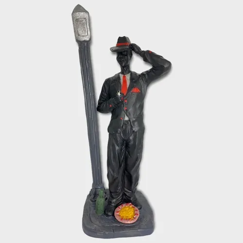 comprar Imagem Zé Pelintra No Poste Com Terno Preto Resina 28 Cm