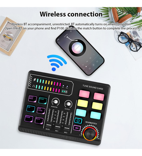 Consola De Sonido Gaming Mixer 48v Phantom Power Interface R