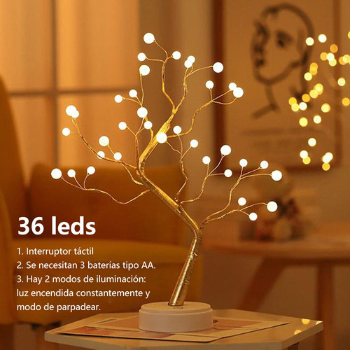 Lámpara De Mesa Con Decoración Artificial De Árbol Bonsái, 3