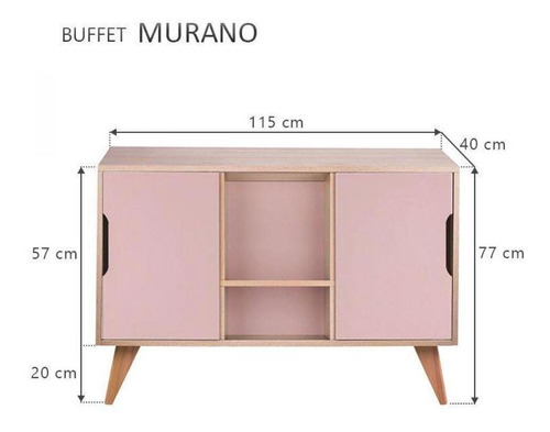 Balcão Buffet Com 2 Portas Carvalho E Rosa Claro