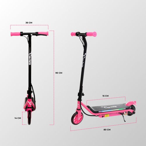 Eco-forte Scooter Patín Eléctrico Sg10 Luces Led Color Rosa