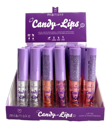 Caixa Box 36 Unid. Lip Oil Candy Lips D-panthenol Mia Make