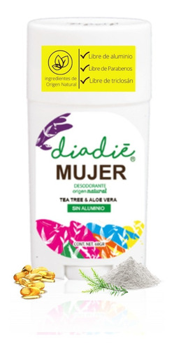 Diadie Desodorante Natural Para Mujer. Humor Fuerte Fragancia de mujer