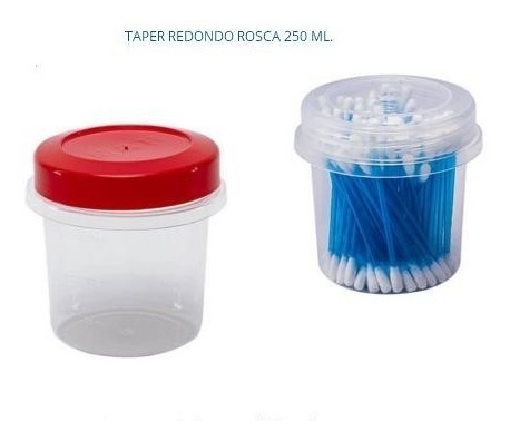 12x Taper Frasco Circular Tapa Rosca 250 Ml 9x7,7 Cms