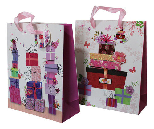 Imagem 2 de 3 de Sacolas Para Presentes Decoradas Kraft Presentinhos Com 12