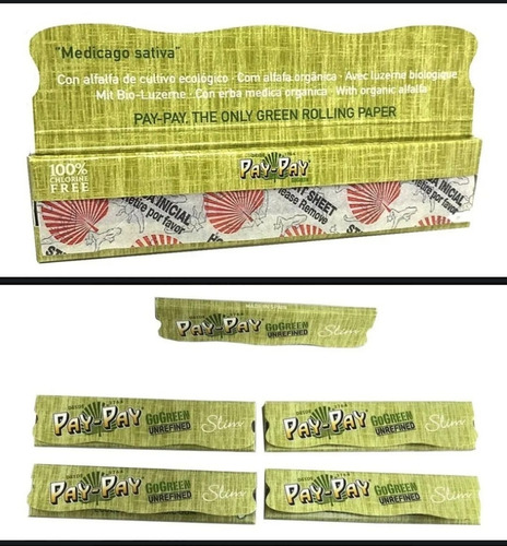 Hojillas Pay-pay Alfalfa 100% Naturales Slim 32hoj Pack X 6