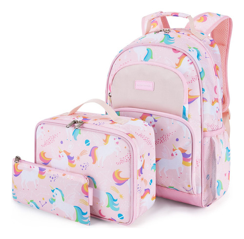Set De Mochila Con Diseño De Unicornio P/niñas +3 Años