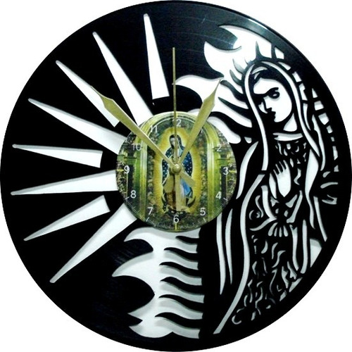 Reloj De Pared En Disco Lp Virgen De Guadalupe