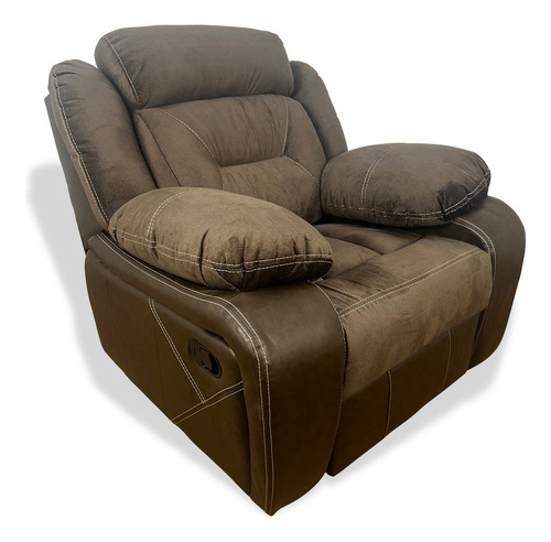 Sillón Reclinable Reposet Sofá Individual Para Hogar Moderno Color Chocolate