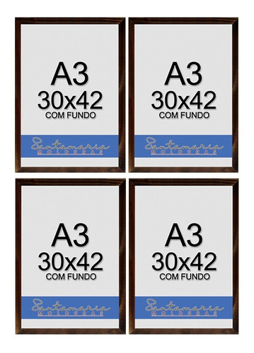 Kit 4 Molduras A3 Quadro Foto Painel Decoração Com Fundo