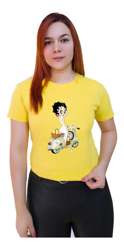 Polera Dama Estampada 100%algodon Diseño Betty Boop 295