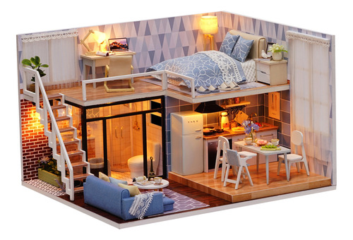 Diy Kit De Casa De Bonecas Em Miniatura Loft Lifelike Mini