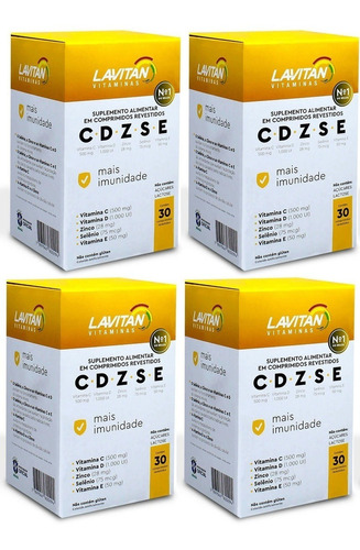 4 Un. Lavitan Imunidade Vitamina C D Z S E -30 Comp.