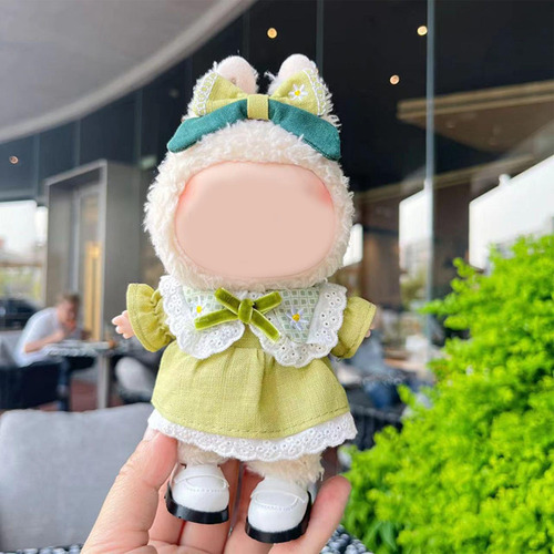 Vestido De Muñeca De Felpa Con Lazo Para El Pelo, Traje De