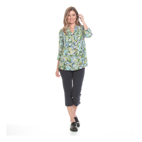 Blusa Wados Larga Estampada Cuello Mao Escote V