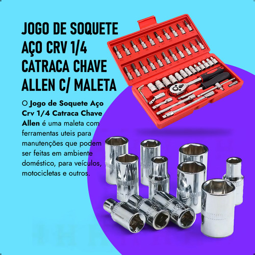 Jogo De Soquete S Siqueira Aço Crv 1/4 Catraca Chave Allen C