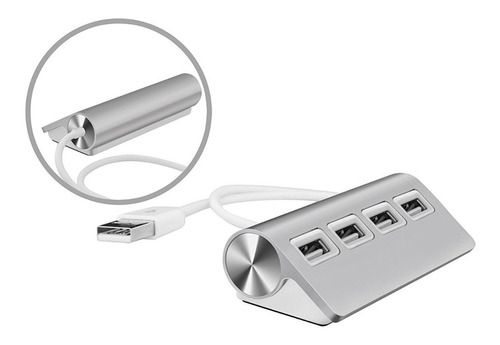 Hub Usb De Aluminio De 4 Puertos Premium Con Cable Blindado