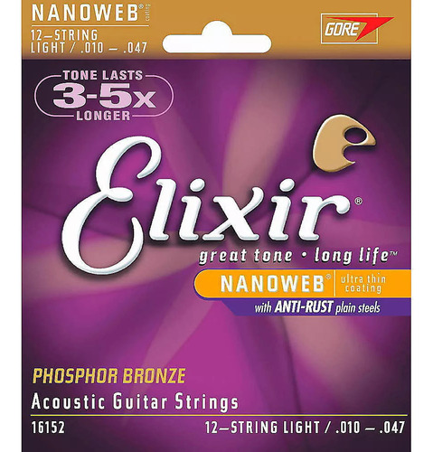 Encordado Guitarra Acustica Elixir 12c 10-47 Phosphor Bronze