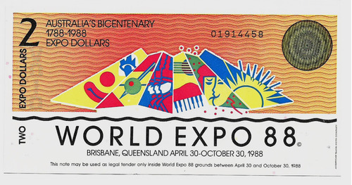 Fk Australia 2 Dolares 1988 Exposicion Mundial Sin Circular