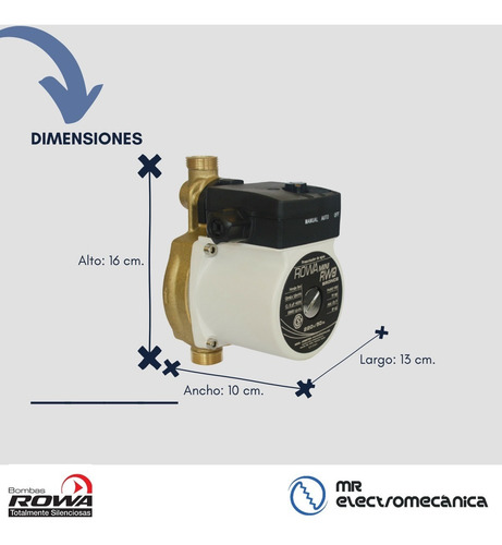 Imagen 5 de 10 de Bomba Presurizadora Rowa Mini 9 Rw9 2 Baños + Cocina + Lavadero. Frente De Bronce ¡1 Calidad! + Soporte