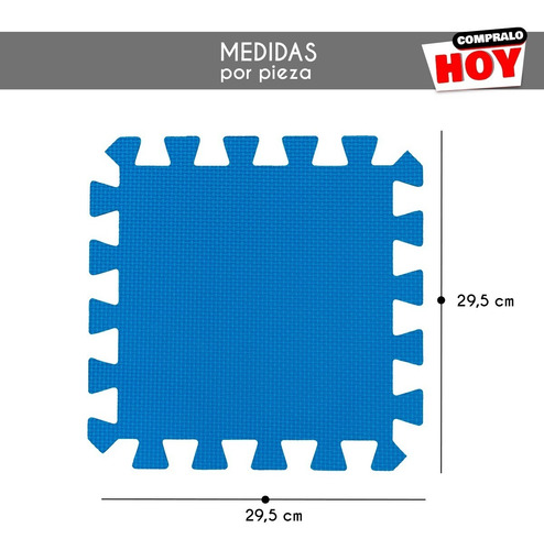 Imagen 3 de 10 de Piso Goma Eva Encastrable Alfombra Bebe Colores Lisos 18 Pzs