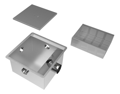 Caixa De Gordura Industrial Inox Cozinha Com Cesto 35x35cm