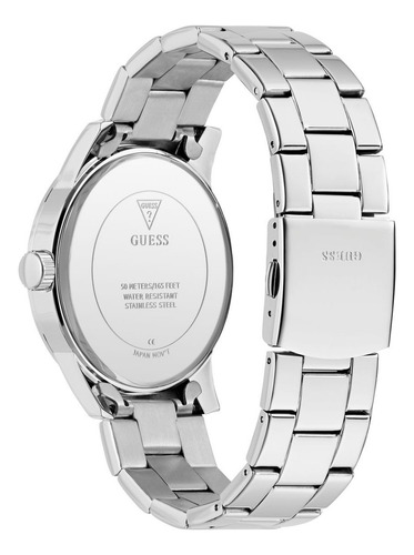 Reloj Guess Collegiate G Hombre Acero Inoxidable Correa Plateado Bisel Plateado Fondo Azul