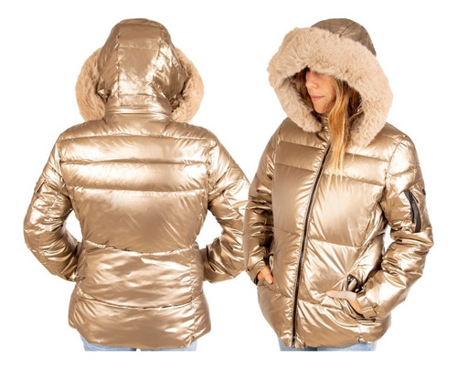 Campera Mujer Puffer Inflable Capucha Desmontable Impor 