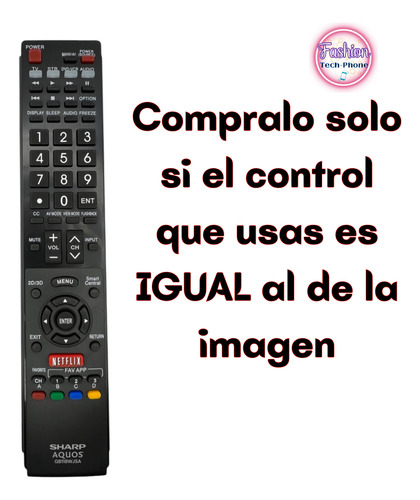 Control Remoto Para Pantallas Sharp Aquos Smart Tv Negro