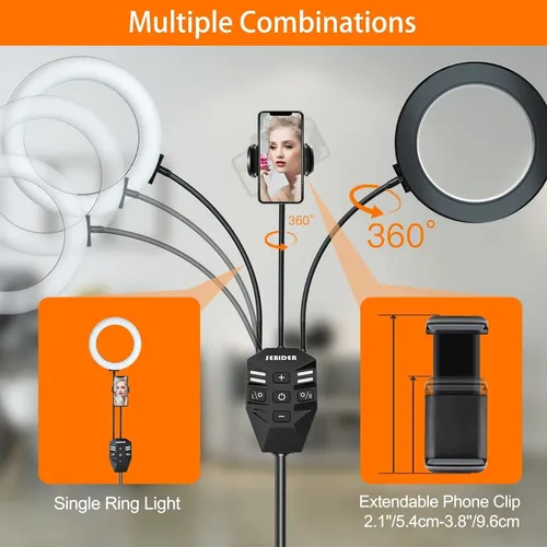 Anillo Profesional De Luz Led Dual De 36 W 6500 K Tripode