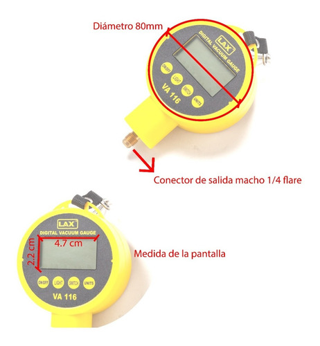 Imagen 2 de 10 de Vacuometro Digital Va 116a Para Refrigeracion