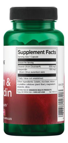 Swanson Suplemento de Diosmina y hesperidina - Con DiosVein, 60 Cápsulas