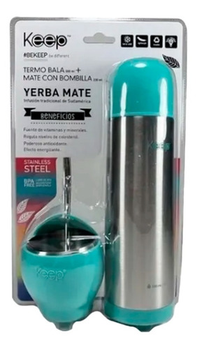 Set Mate Bombilla Termo Doble Pared Acero Bala 500ml