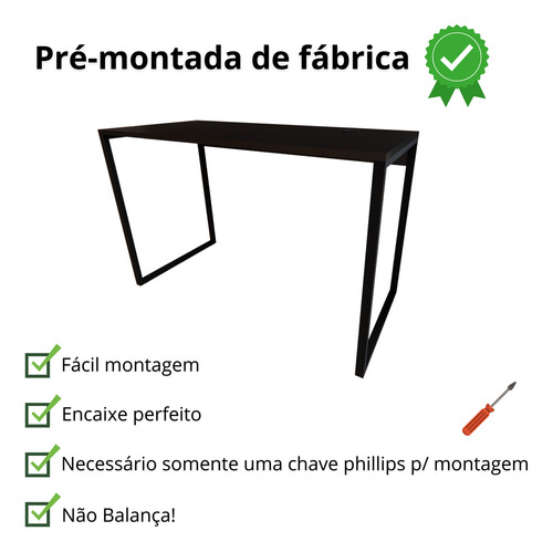 Mesa Escrivaninha Estilo Industrial Com Carregador Sem Fio