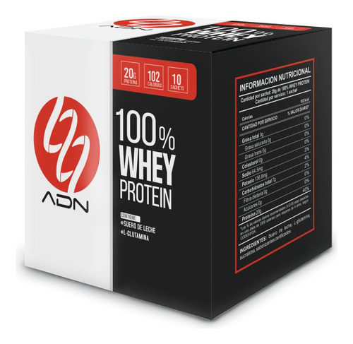 Adn Nutrition 100% Whey Pro  Caja 10 Unid. Chocolate