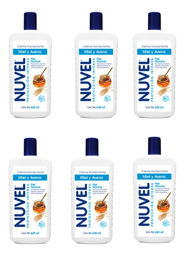 Nuvel Crema Protección Intensiva Miel Y Avena 750ml 6 Pack