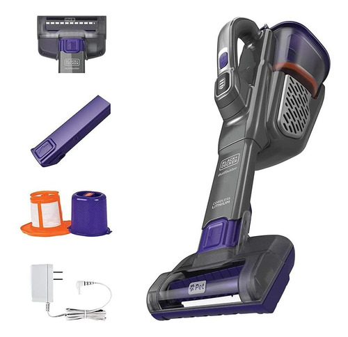 Black + Decker - Aspiradora De Mano Sin Cable, Advancedclea. Color Gris/Morado 110V