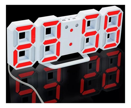 Relogio Mesa Parede Led Decorativo Termometro Alarme Verm.