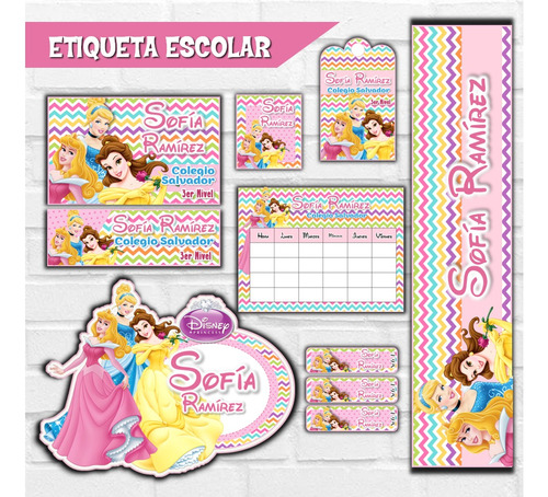 Etiquetas Escolares Digitales Princesas Disney  Pdf