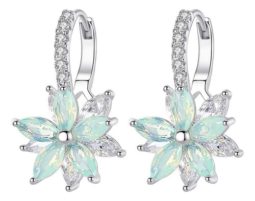 1 Par Aretes De Orquídea Con Circonita Cúbica Para Mujer
