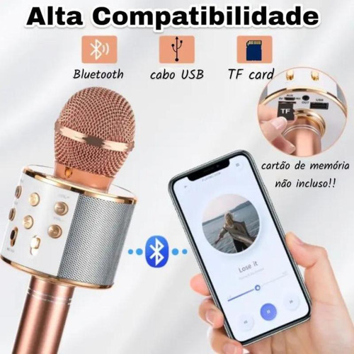 Microfone Sem Fio Bluetooth Karaokê Infantil Bluetooth