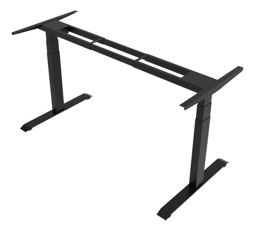 Escritorio Premium De Altura Ajustable Eléctrico Randu 150x60cm 25mm Blanco Con Negro Estable Y Resistente