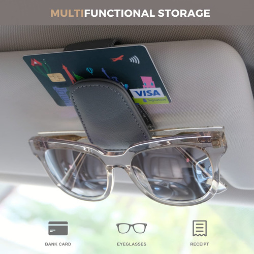 Soporte Clip Magnetico Gafas De Sol Cuero Automovil Coche