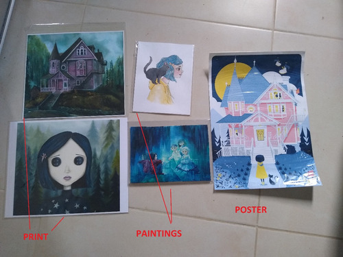 Coraline. Dibujo A Mano. Impresión. Estados Unidos.c/u
