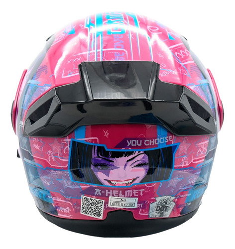 Casco Abatible Deportivo Fibra Carbono Certificado Dot Led Rosa Sexy Gamer L