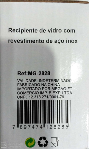 Saleiro Pimenteiro De Vidro Revestido Em Aço Inox Megagift 2828