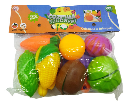 Brinquedo Kit Cozinha Plástico 12 Pçs Frutas Legumes Velcro