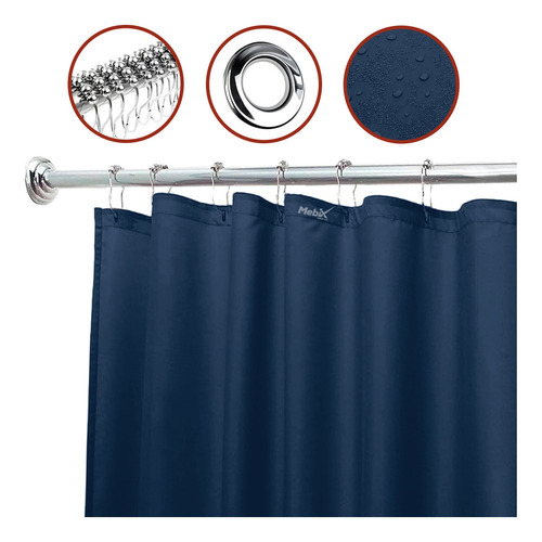 Cortina De Chuveiro De Poliéster 180x180 Cm Ganchos De Aço