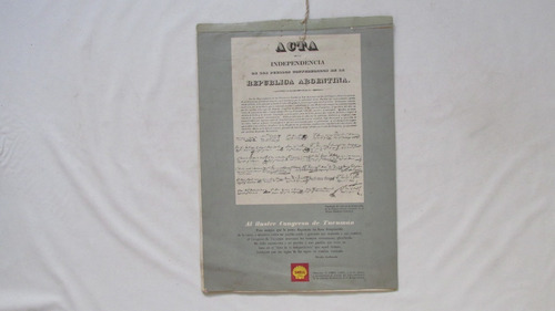 Antiguo Almanaque Publicidad Shell 1966, Acta Independencia