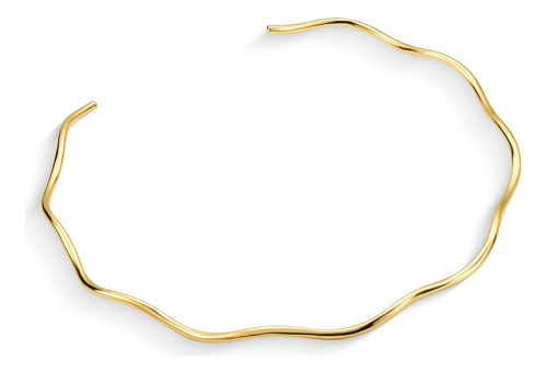 Colar Feminino Moderno Aro Curvas Banhado A Ouro 18k